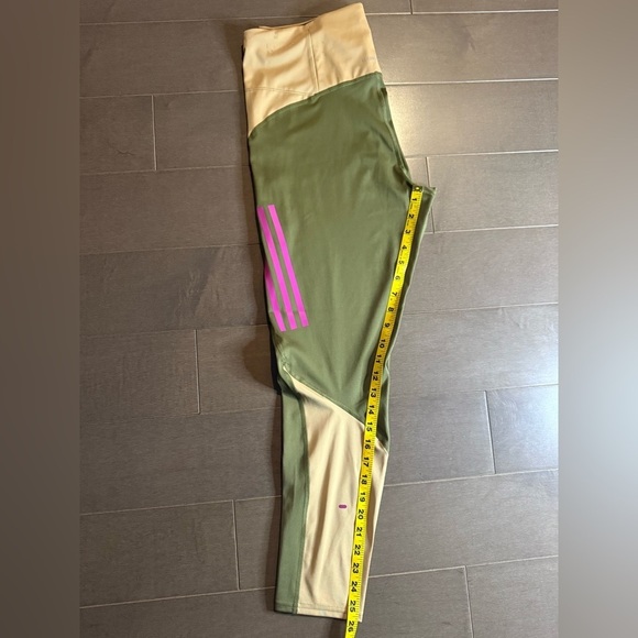 Adidas Green and Tan Color Block Leggings - Picture 8 of 9